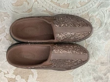 NEW! EASY SPIRIT TRAVELTIME Copper Mules Slip On Shoe Glitter Sparkle 9.5 M