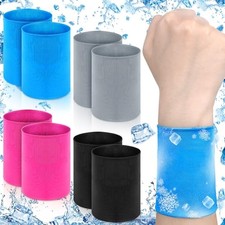 4 Pairs Cooling Wristbands Athletic Exercise Blue, Black, Gray, Rose Red