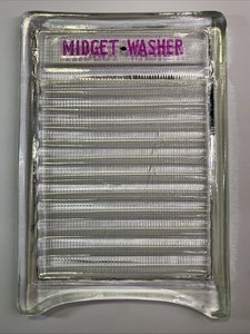 Vintage Midget-Washer Clear Glass Washboard Ribbed 1940s VTG