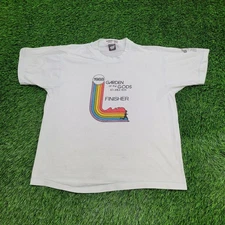 Vintage 1988 Garden-of-the-Gods Marathon Shirt L 22x25 USA Rainbow