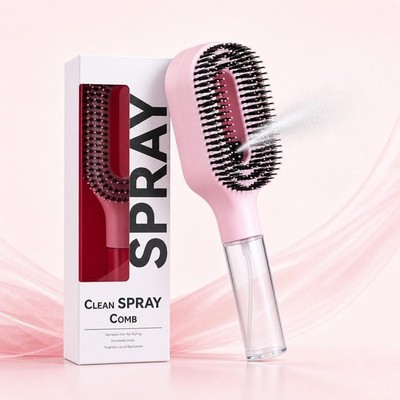 2-in-1 Hair Brush with Water Spray Mister, Fine Mist Spray Brush for Hair Det...