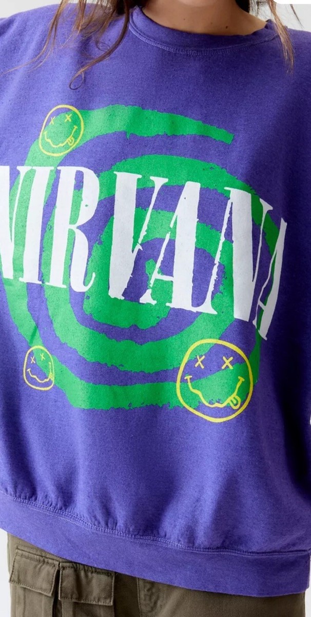 Urban Outfitters Nirvana Helix Smile Oversize Crew Neck Sweatshirt