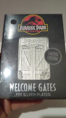 Jurassic Park Welcome Gates Silver Plated Metal Card Ingot