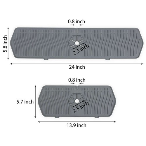 1-2PCS Silicone Faucet Drain Pad Drip Catcher Tray Kitchen Sink Guard Slip Mat - Picture 12 of 16