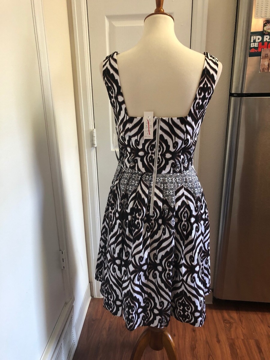 New Eva Mendes by NY & Co Casual Sundress Brown White Black Size 8