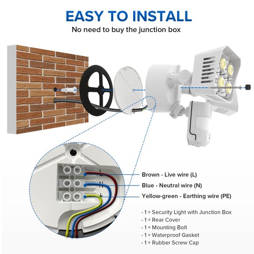 LED Fluter Strahler Außenleuchte mit Bewegungsmelder 3600lm 5000K IP65 CE - Bild 6 von 7