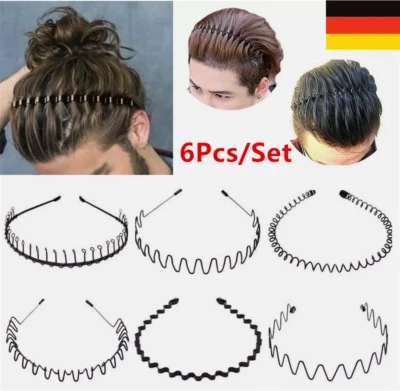 YANQUEENS 6Stk Männer Frauen Metal Wave Haarband Stirnband Schwarzes Sport Haarband Reifen