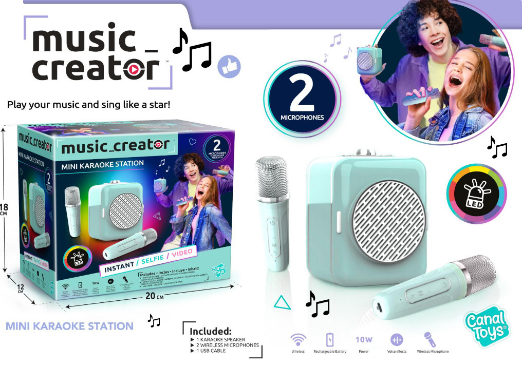 Canal Toys Mini Karaoke Station Mit 2 Mikrofonen Bluetooth Und Effekte - Image 2
