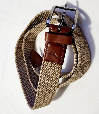 Tommy Bahama Mens L/XL 38-42 Stretch Cord Belt Leather Trim  display picture 2