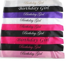 Birthday Girl Sash - Party - Any Age - White Black Light Pink Purple Gold