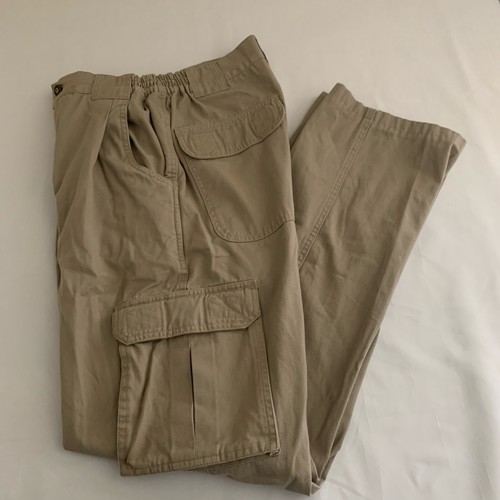 Vintage Cabelas Pants Mens Size 30(26)X32 Trail Hiking Double Knee Beige Cargo - Picture 6 of 23