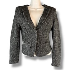 Mango Gray Wool Blend Button Up Blazer Size S Chic Business Casual Minimalist