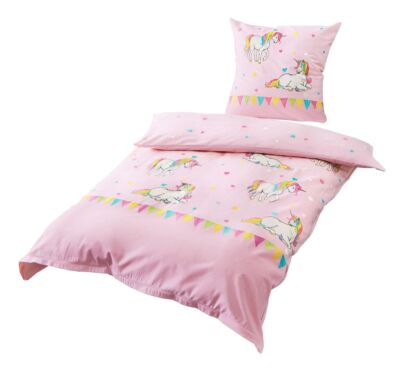 Bierbaum Kinder Biber Bettwäsche 2 tlg. 135x200cm Einhorn Unicorn Einhörner