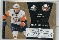 JOHN TAVARES 2009-10  SP GAME USED SIGNIFICANCE CERTIFIED AUTOGRAPH#/50 BV$100.