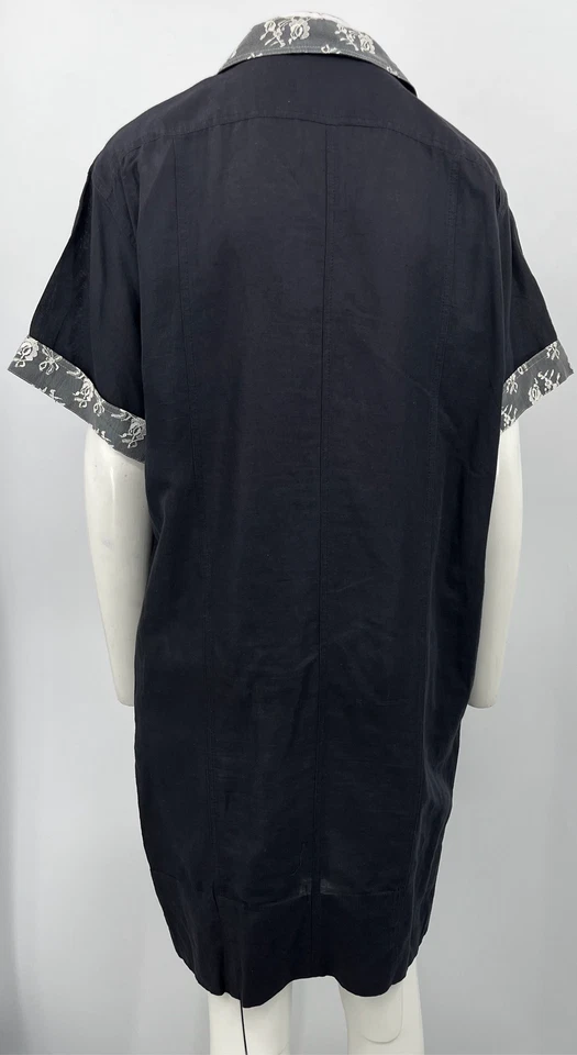 Vestido Camisa Fendi Vintage Azul Marino Ribete de Encaje Doble Pecho Talla 46 Foto 3 de 4