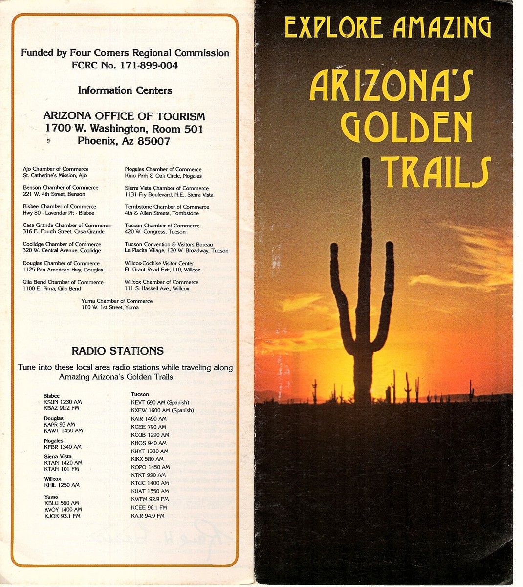 State of Arizona Golden Trails Vtg Brochure Route Maps What to See