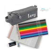 Block Pencil Case with 12 Colouring  12 matching Personalized Pencils - White