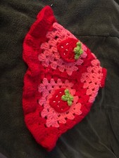 Strawberry pink and red Crochet hat Multicolor one size fits all cool cute girly