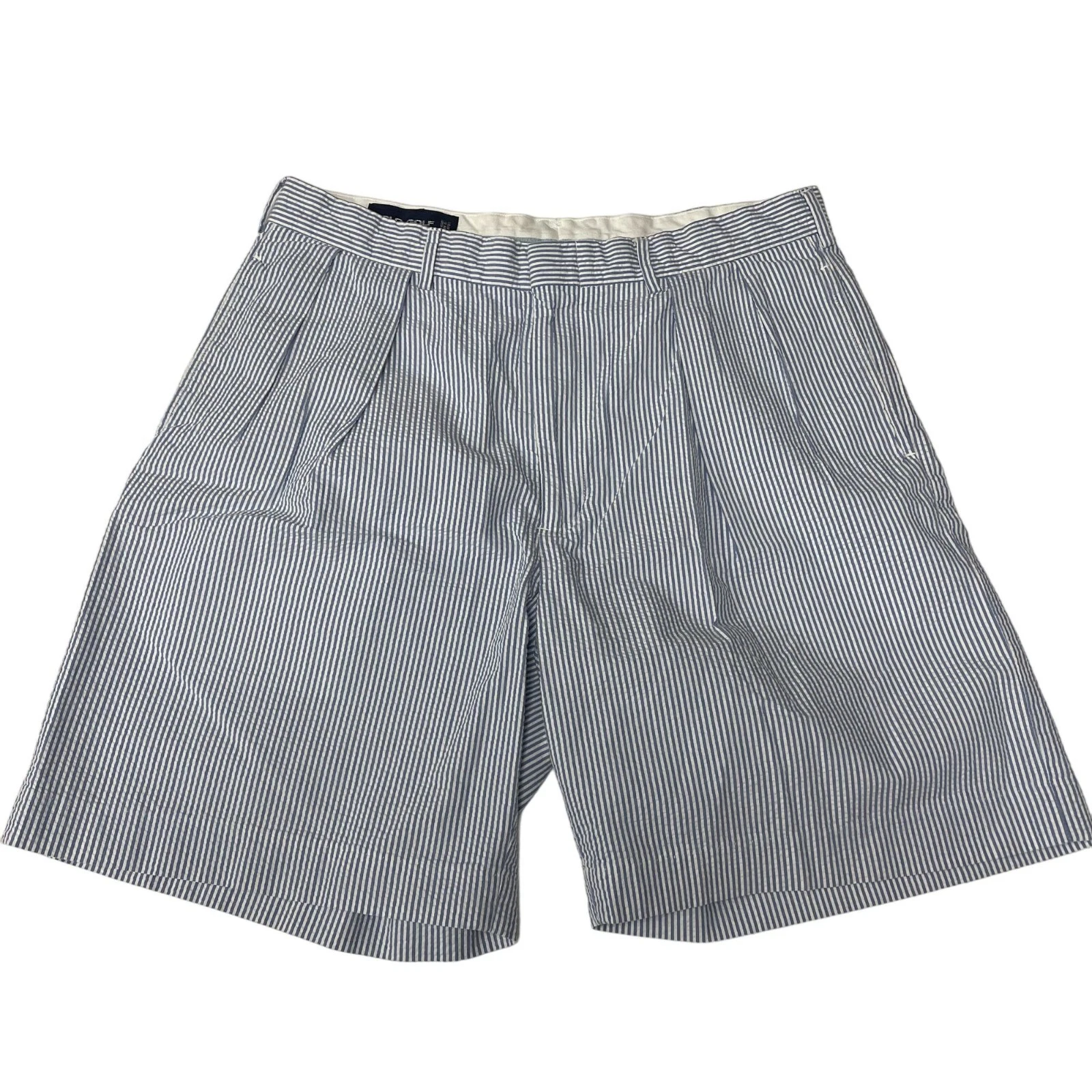 POLO Ralph Lauren Men's Blue White SEERSUCKER Walking Casual GOLF Shorts 35
