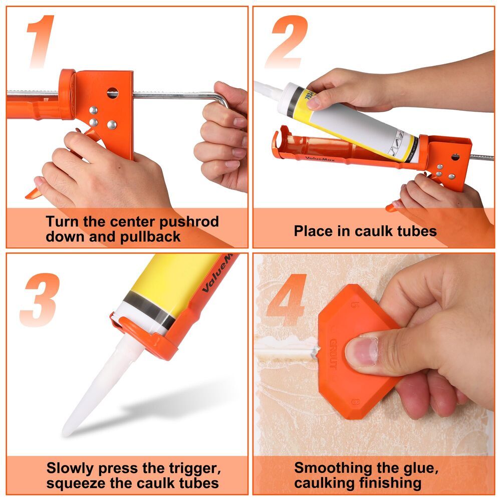 ValueMax Caulk Gun & Caulk Scraper Kits Sealant Grout Scraper Caulk Remover Tool