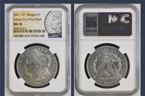 2021-CC NGC MS70 Morgan Silver Dollar Carson City Privy Mark 017