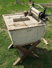 Rare Original Antique Wooden Table/counter Model Washing Machine , Galvanized in
