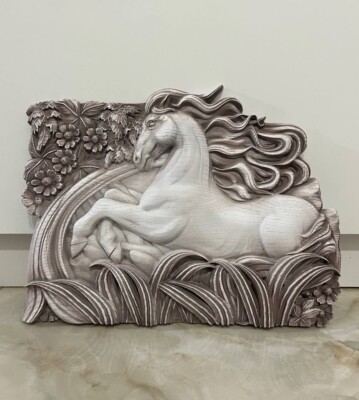 Carved wooden horse handcarved wooden wild life decor carved horses wall art