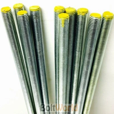 BOLT WORLD 1M HIGH TENSILE FULLY THREADED METRIC BAR STUDDING ROD STUD STEEL ZINC GRADE 8.8