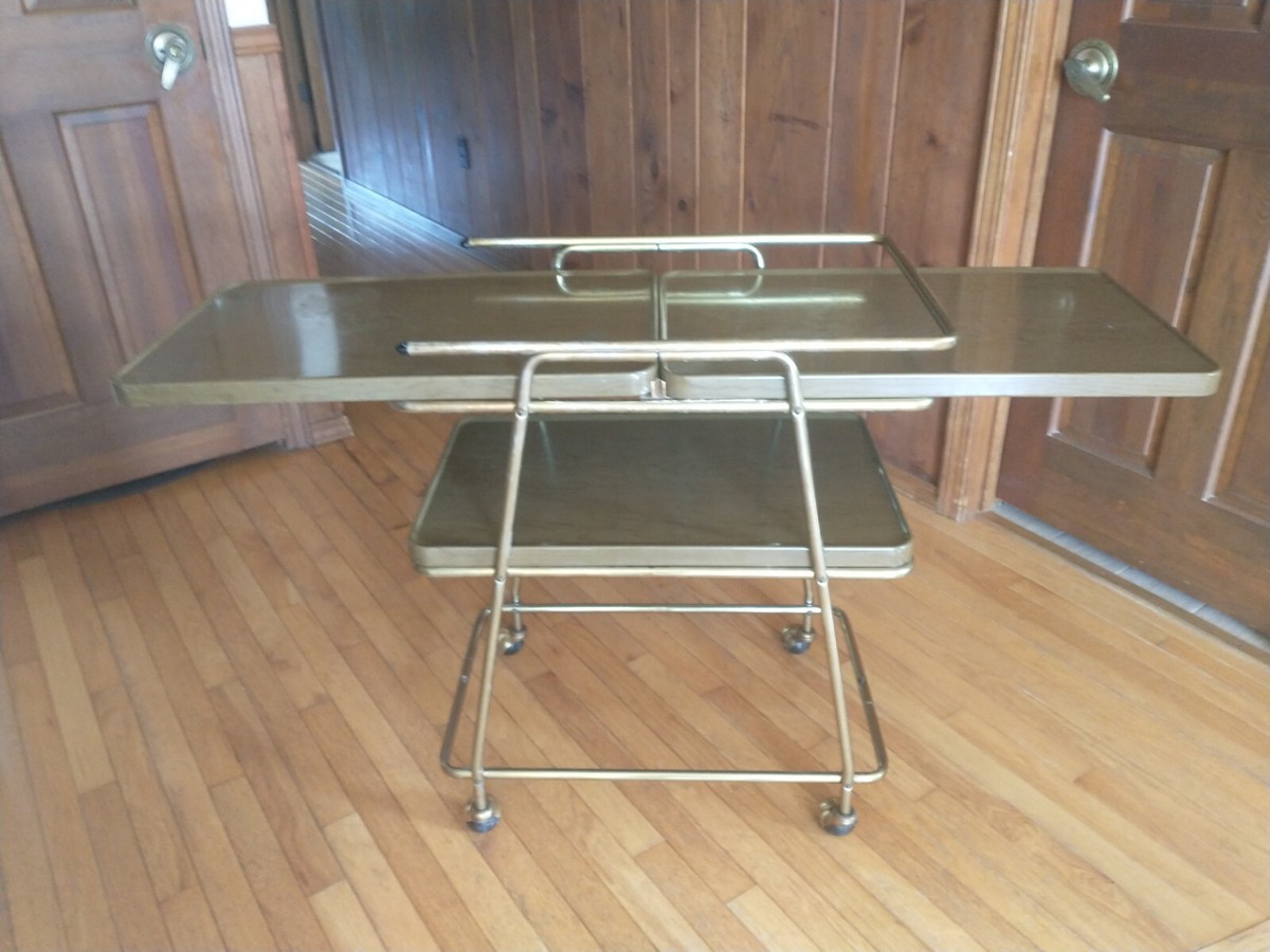COSTCO Mid Century Expandable 3 Tier Metal Rolling Bar/Trolley