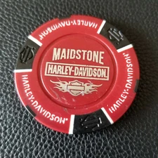 MAIDSTONE HD ~KENT, ENGLAND (Red/Black) International Harley Poker Chip  
