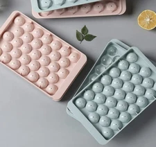 Blue Round Ice Cube Ball Maker PP Tray Sphere Mold Bar Cocktails