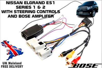 FITS NISSAN ELGRAND E51 DOUBLE DIN RADIO PLUG &PLAY  STEERING CONTROLS & BOSE