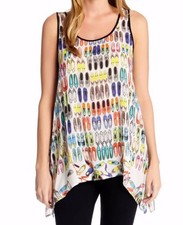 Karen Kane 1L65525 Handkerchief Hem Tank Top w/Shoe Theme - MSRP $79