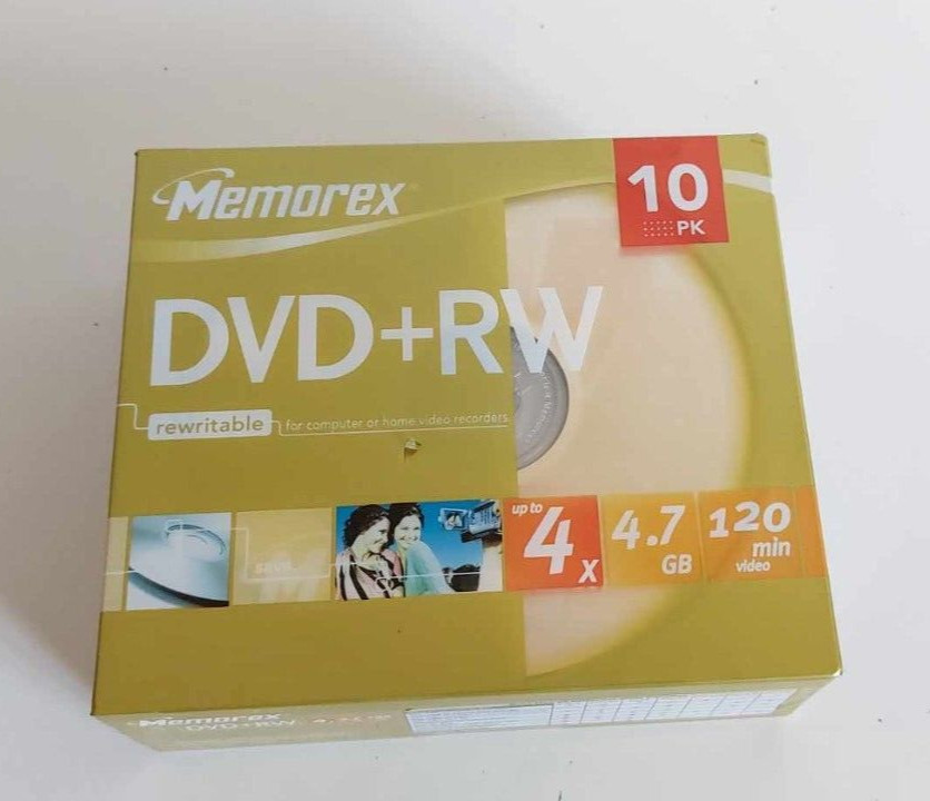 Memorex DVD + RW 4.7GB 4 x 120min Rewritable Pack of 10 Sealed Jewel Cases