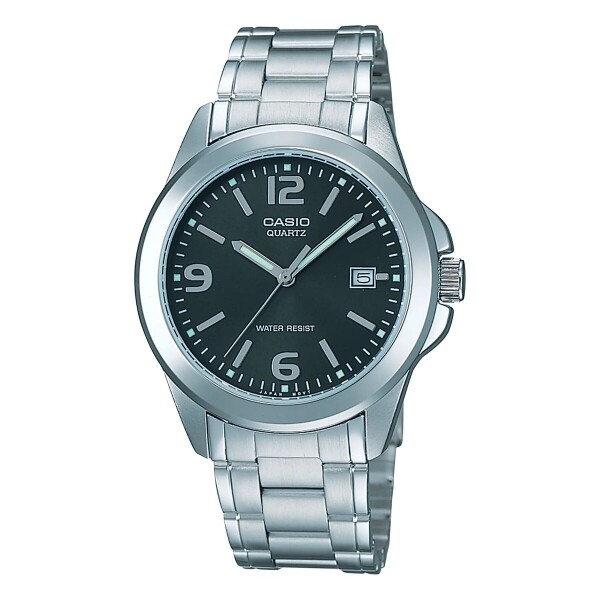 Montre Unisexe Casio MTP-1259PD-1AEG Quartz Argent Classique Cadran Noir Dateur