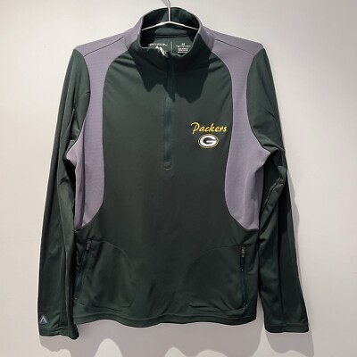 Green Bay Packers Sweatshirt NFL Antigua 1/4 Zip Dark Pine M Neu mit Etikett Pullover