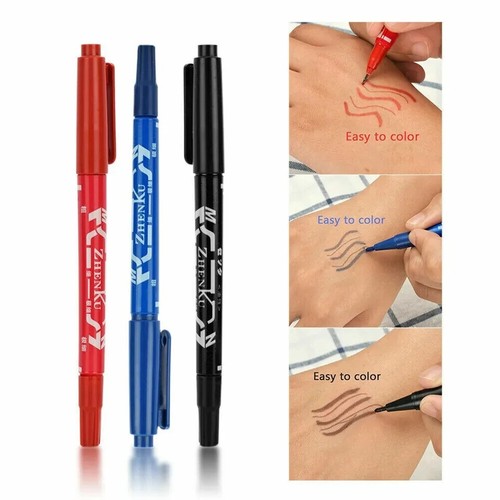 3PCS DOUBLE ENDS TEMPORARY INK SKIN MARKER PEN TATTOO SUPPLIES BODY ART TOOL - Picture 7 of 8
