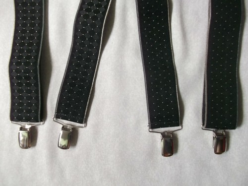 Braces Suspenders Mens Vintage Retro 1980s 1990s Black Grey Checked Design - Picture 7 of 8