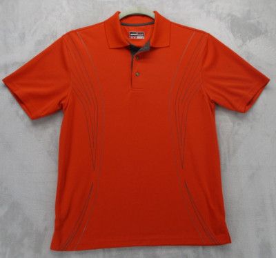 Grand Slam Polo Shirt Men's Medium Orange with Geometric Design on Chest