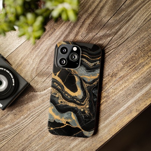 For iPhone 16 pro Max, 15, 14, 13-11 Slim Phone Case, Luxury Marble Black Gold - Photo 47 sur 83