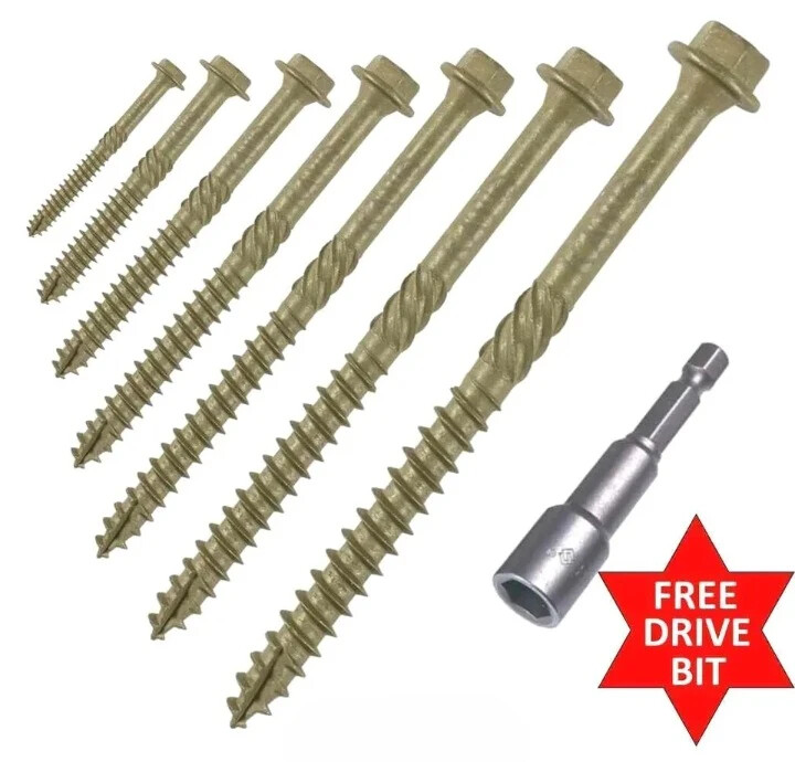 HEX HEAD LANDSCAPE SCREWS SLEEPER DECKING FIXING TIMBER FIX INDEX