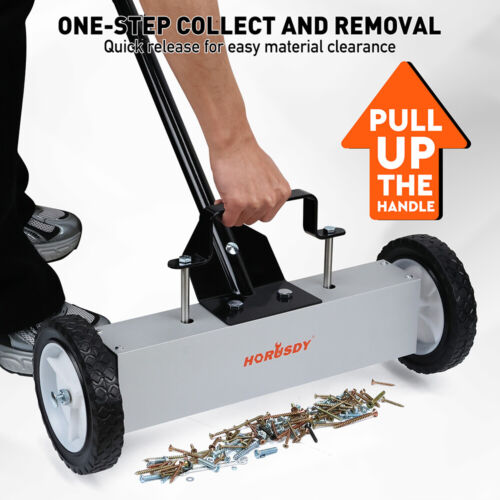 45Lbs Rolling Magnetic Sweeper with Wheels Push-Type Magnetic Pick Up Sweeper - Picture 7 of 9
