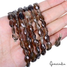 Natural Untreated Smoky Quartz Nuggets Checker Cut Loose Beads Strand 36 Inch