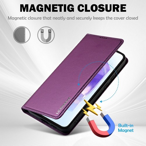 Magnetische Leder Brieftasche 2 Kartenfächer Ständer Handy Hülle für Samsung S25 S24 S23... - Bild 63 von 85