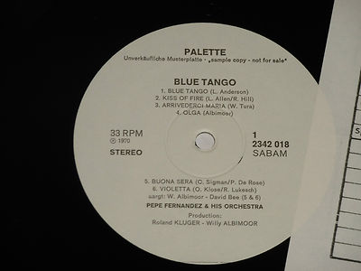 PEPE FERNANDEZ & HIS ORCHESTRA -Blue Tango- LP Palette Promo Archiv-Copy mint