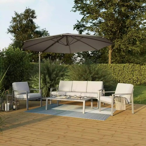 GoodHome Moorea Steel grey 5 Seater Coffee set Garden Furniture 3732