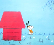 SNOOPY PEANUTS Charles SCHULZ dog dancing aerobics ORIGINAL PRODUCTION CEL