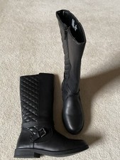 New SO Carrie Girls' Tall Riding Boots Memory Foam Black Boots US Sz 3M Riding