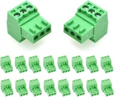 20 PCS 3 Pin 2.54mm Pitch Screw Terminal Block Connector 26 18AWG Pluggable