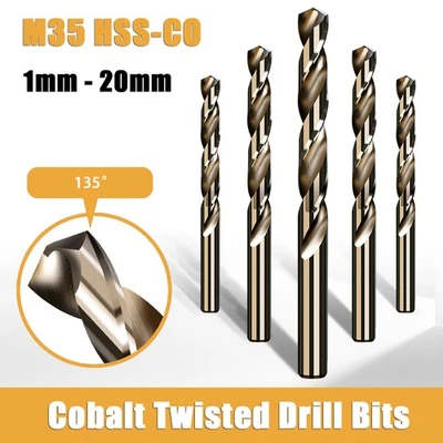 HOMEDIYER M35 HSS-CO Kobalt Spiralbohrer Metallbohrer für Edelstahlplatten 1mm–20mm Schaft